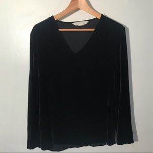Velvety black V-neck top